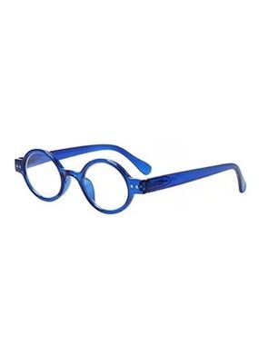 Round Blue Vintage Look Reading Glasses Readers Men Women Unisex with Case 2.25